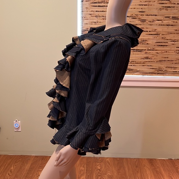 Janice Nelli Denim Pinstripe Ruffle Jacket Size L - Picture 5 of 8